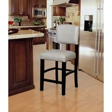 Linon Monaco Full Back Wood Counter Stool, 24" Seat Height, Gray