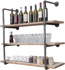 Industrial Wall Mounted Iron Floating Pipe Shelves/Shelving/Racks/Storage/Bookca