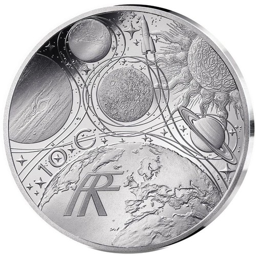 FRANCIA 10 EURO PLATA 2025 ODISEA ESPACIAL LA TIERRA CON ESTUCHE TIRADA: 3000 - Bild 2 von 2