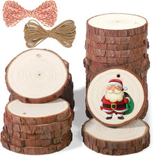 Natural Wood Slices - 30 Pcs 2.4-2.8 inches Craft Unfinished Wood kit Predrilled