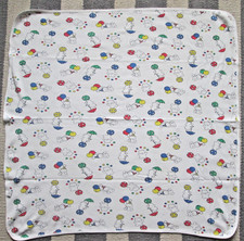 Vintage Carter's Primary Teddy Bear Balloon Cotton Baby Receiving Blanket USA