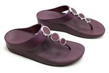 FitFlop Halo Deep Plum With Bling Leather Thong Women's Size 9 Excellent FF614