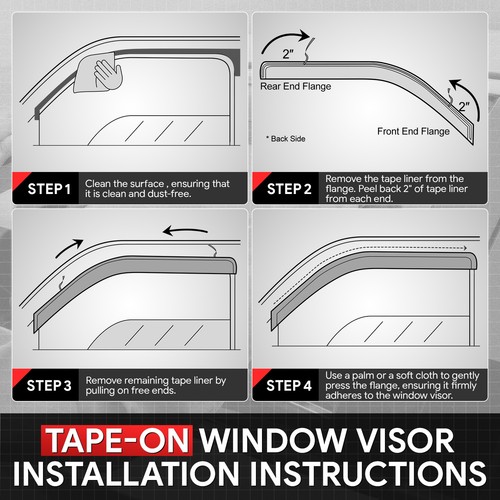 Adhesivo brillante 3M 4 viseras de ventana lluvia sol cortavientos para Jeep Liberty 08-13 - Imagen 4 de 6
