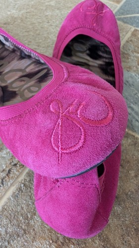 SAM EDELMAN FUCSIA SUEDE LEATHER BALLET FLATS SILK INSOLE AND LOGO SZ 9.5 - Picture 5 of 9
