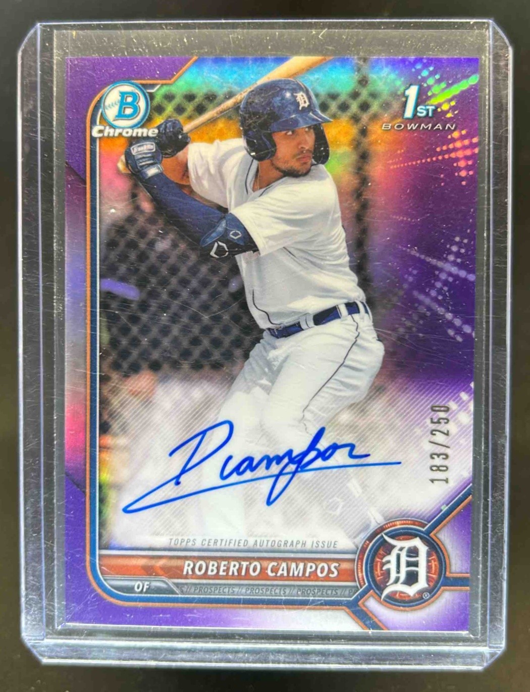 2022 Bowman Roberto Campos Chrome Auto 1st Purple Refractor #183/250