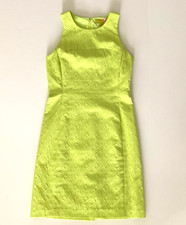 Banana Republic x Milly Cotton Jacquard Geometric Sheath Shift Dress 2 Lime