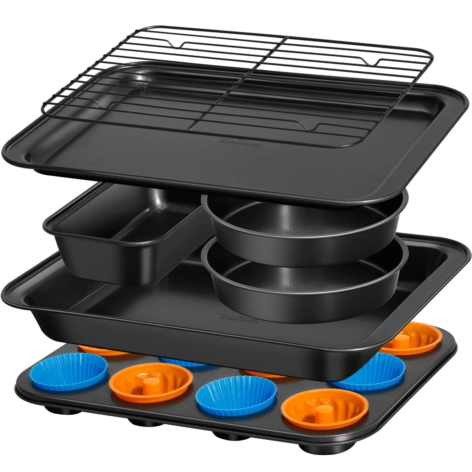 Nonstick Baking Pans Set, 19 PCS Stackable Bakeware Sets, Oven Pan Set Includ...