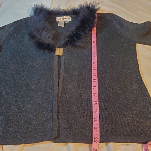 JOSEPH A Qu'est Seda Tejido Manga Larga Negro Seda Top Borde Pluma Talla XL - Imagen 8 de 8