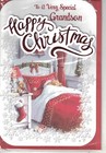 Grandson Christmas Card Large Traditional Xmas Day Design Lovely Verse 9"x6"