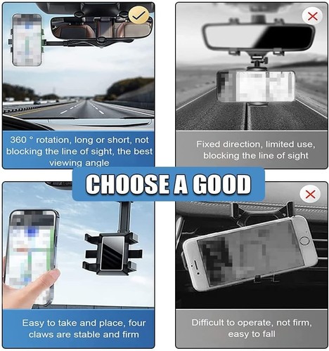 Support Téléphone Rotatif Universel 360° pour Rétroviseur Voiture - Edition 2025 - Photo 9 sur 10
