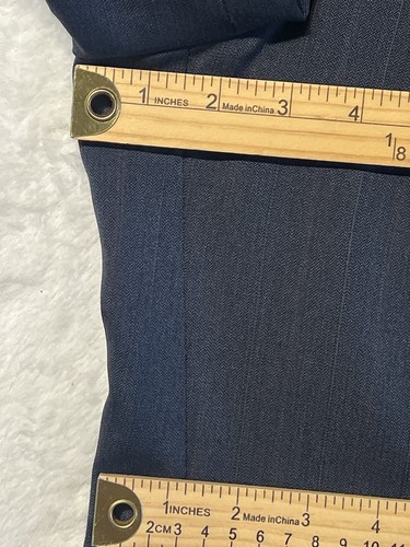 Vintage Stafford 42L Navy Blue Subtle Red Stripe Blazer Sport Jacket Denim Look - Picture 12 of 17