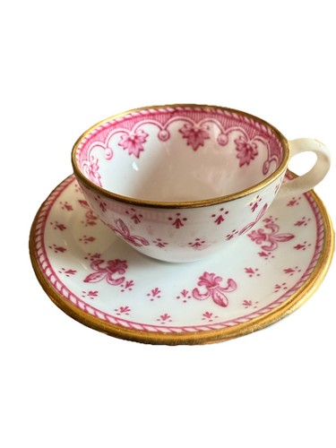 Vintage Miniature SPODE Pink Cup & Saucer - Imagen 2 de 4