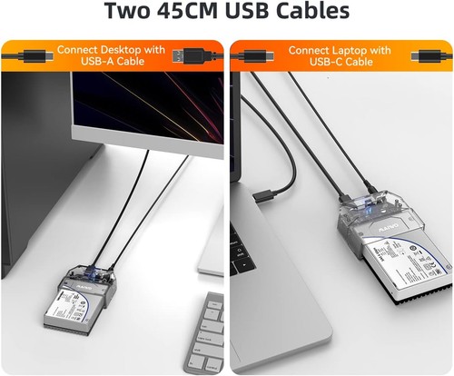 MAIWO SAS to USB-C Adapter Enclosure(MAX 6Gbps),Tool-Free 2.5 inch Clear - 第 7/8 張圖片