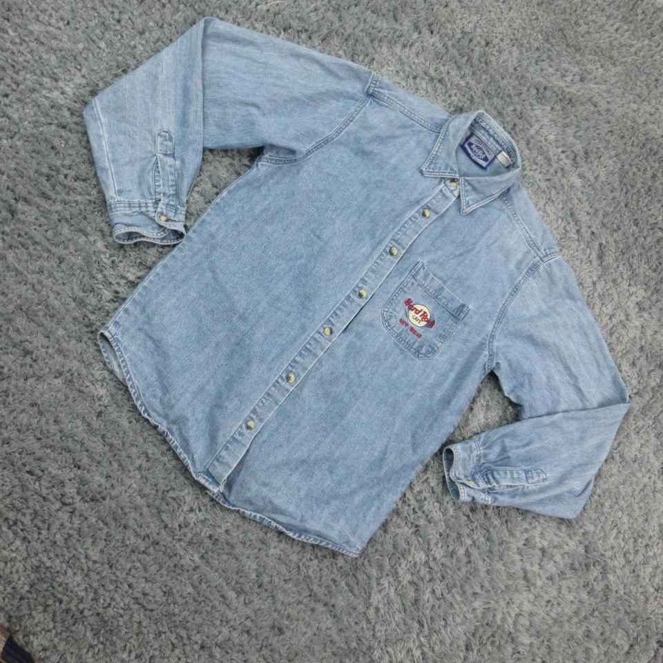 Camisa de café Hard Rock vintage para hombre XL denim bordada con botones Key West años 90 Foto 2 de 4