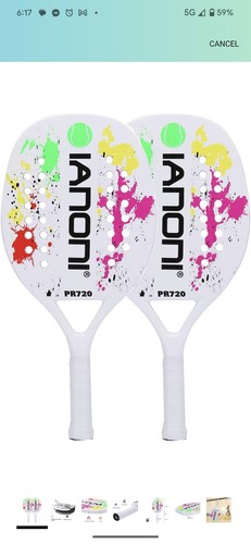 IANONI Beach Tennisschläger Set, Carbon Fiber Grit Face mit EVA Memory Foam Core - Bild 1 von 11