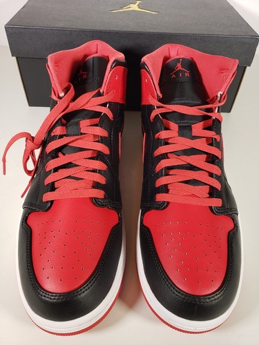 Zapatos de baloncesto Air Jordan 1 Mid Alternate Bred para hombre talla 12 negros/rojos DQ8426 - Imagen 6 de 23