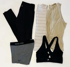 Fabletics Nike Calia Sz M Athletic lot of 5 Tank oasis twist Sports Bra Leggings