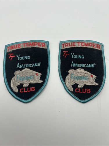 2 - Vintage True Temper TT Young Americans Fishing Club Patch, Red Eyed Bass