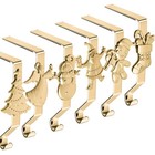 Gold Christmas Stocking Hooks - Set of 6, Reusable No-Damage Hangers for Fire...