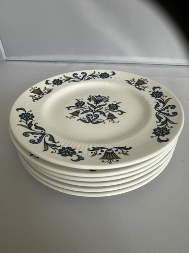 Mayfair Pottery Set Of 6 Side Plates Fine Bone China Floral Ribbed Edge EC - Picture 10 of 16