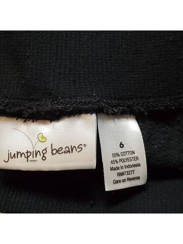Jumping Beans Joggers/Sweatpants Black w/ "Happy" & Heart Sequin Detail Size 6 - Picture 5 of 5