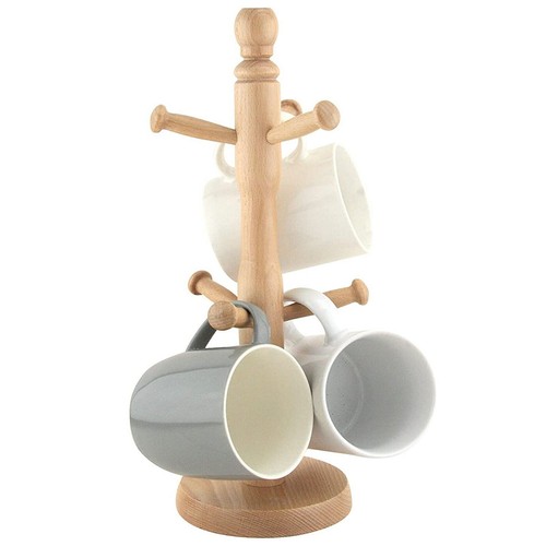 Holzbecher Baum & Handtuchhalter Papierrolle Ständer Küchenregal Tasse Display Aufbewahrung - Bild 6 von 17