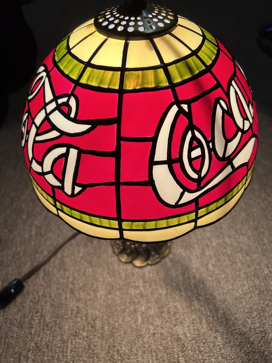 Vintage Coca Cola Tiffany Style Like Plastic Stained Glass Shade Working Lamp