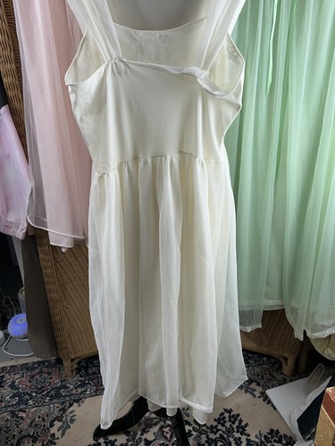 Charmode Vintage Chiffon Nightgown Ivory Sz32 USA Peignoir Slip Dress - Picture 5 of 7