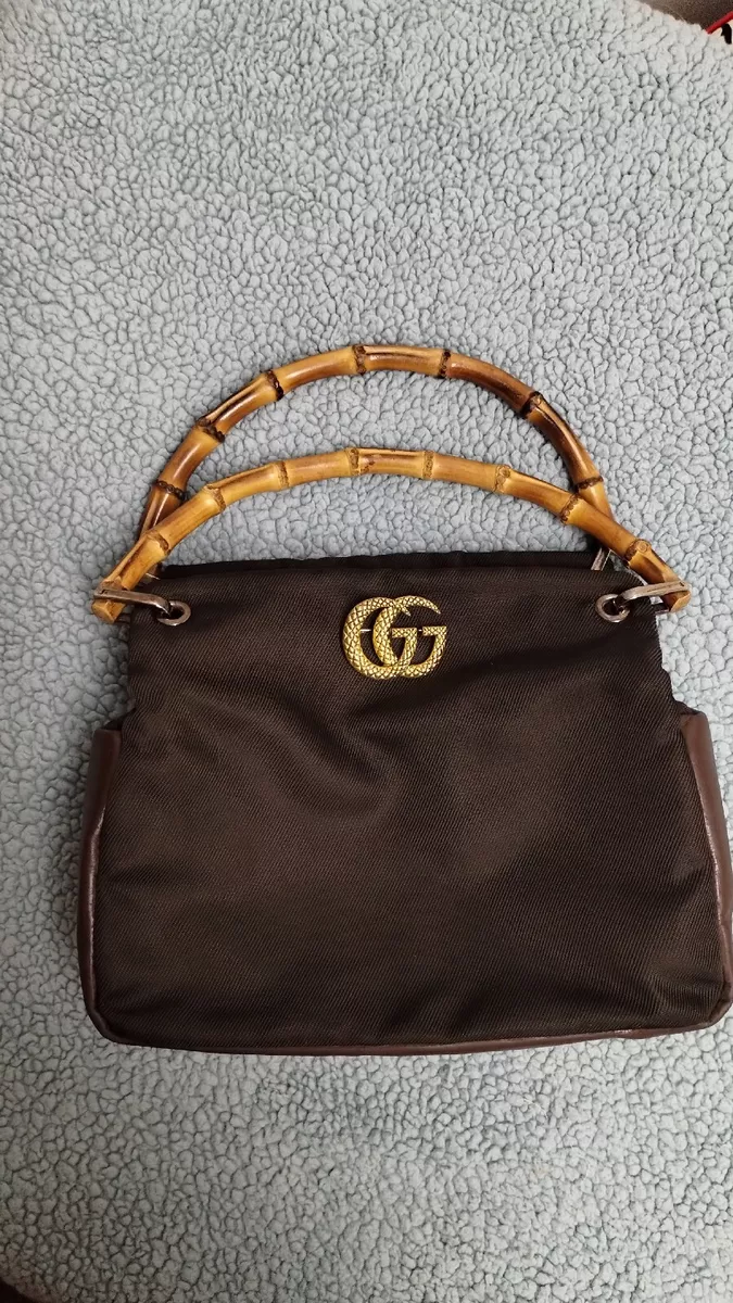 Gucci Vintage Nylon Bamboo Handle Hobo Bag