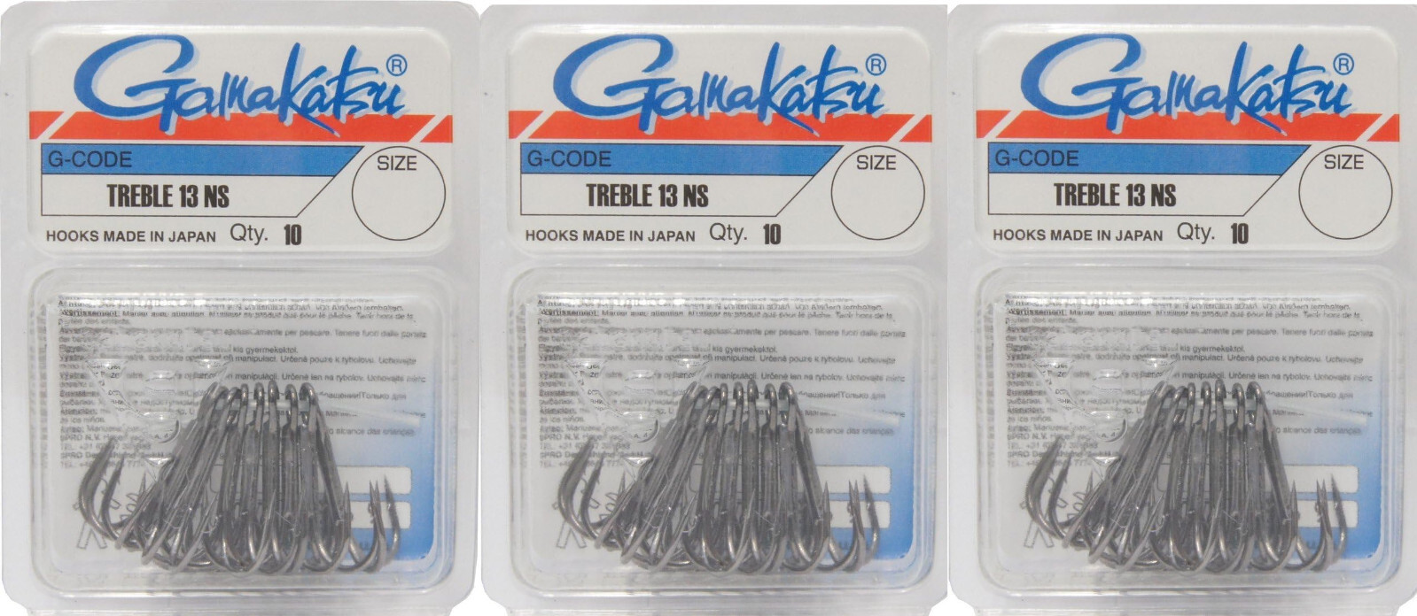 Lot de 30 hameçons triples Gamakatsu Treble 13 N°3 NS Black pour leurre