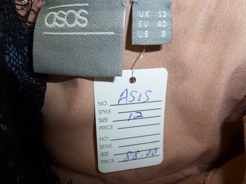 *NWT* ASOS WOMENS DESIGNER PINK SLEEVELESS FLORAL BLACK LACE DRESS SIZE 8 M139 - Picture 3 of 3