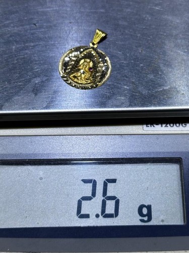 14k Solid Yellow Gold Unique Hand Made Saint Lazarus Disk Pendant 2.6 Grams Gift - Picture 5 of 13