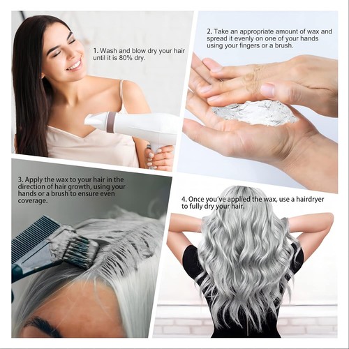 Temporary Silver Gray Hair Spray Color Wax with Dye Brush - Picture 5 of 6