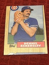 RARE 1987 TOPPS DENNIS ECKERSLEY HUGE ERROR *SLANTED MISCUT* BASEBALL CARD