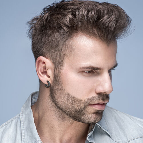 Men's Gothic Punk High Polished Stainless Steel Ear Stud Hoop Huggie Earrings - Picture 3 of 7