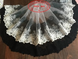 25cm-1yard-Delicate-white-embroidered-flower-tulle-lace-trim-Sewing-DIY-FL123