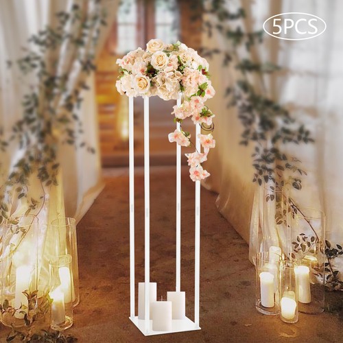 Florero pilar acrílico con soporte para flores de boda 5 piezas centro de mesa decoración - Imagen 5 de 21