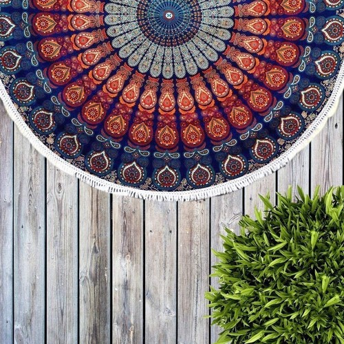 Wall Hanging Mandala Tassal 72" Tapestries Indian Cotton Bedspread Home Decor - Picture 2 of 3