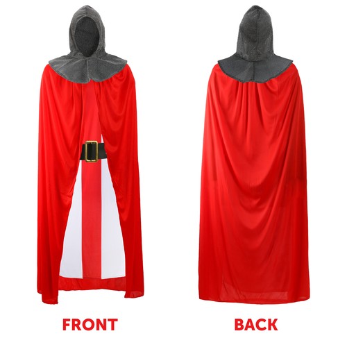 ADULT KING ARTHUR COSTUME KNIGHT & CROWN ST GEORGES DAY SUPPORTER FANCY DRESS - Picture 5 of 10