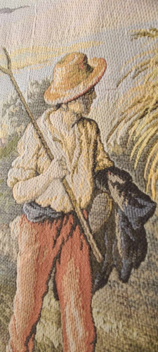 Antique French Tapestry Marked "France" 27" x 20" (68.6 x 50.8cm) Thick as Denim - Picture 8 of 17