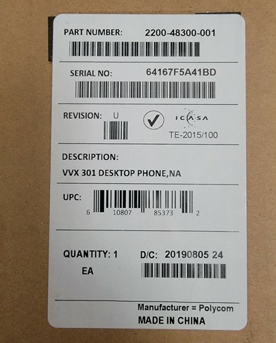 Polycom VVX 301 IP-Kabel Business Media Desktop 6-Zeilen HD Telefon PoE VoIP - schwarz - Bild 4 von 6