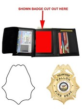 D&K 439 Fire Dept BADGE/ID HOLDER BIFOLD LEATHER WALLET SHIELD w/ EAGLE B96