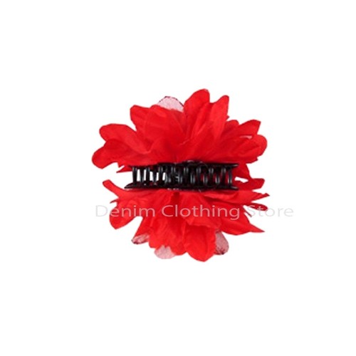 2pc Women Chiffon Big Flower Bow Plastic Hair Claw Clips Barrettes Clamps Buns - Picture 6 of 6