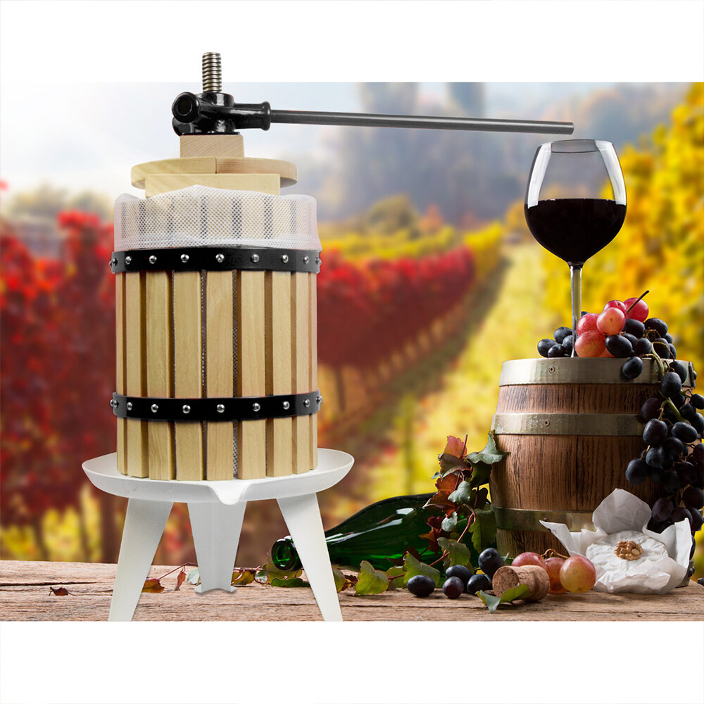 Fruit and Wine Manual Press Solid Wood Basket 4.75 Gallon 18L EJWOX
