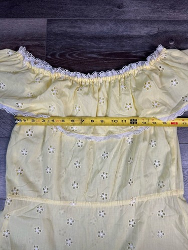 Maxi abito lungo giallo vintage country cottage boho senza spalline abito floreale - Foto 6 di 11