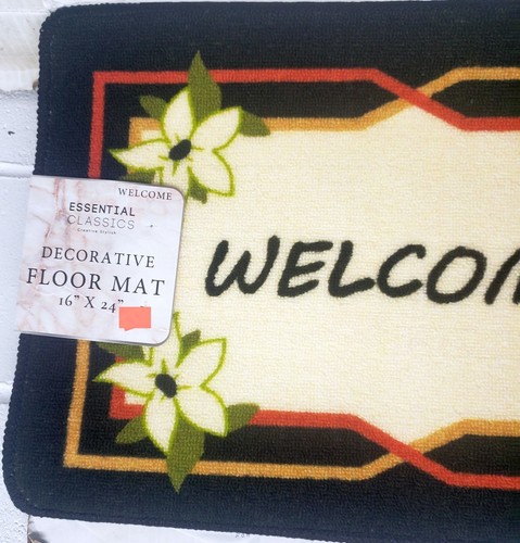 Printed Nylon Accent Rug (nonskid)(16"x24") MAGNOLIA FLOWERS,WELCOME, rect., EHF - Picture 3 of 11