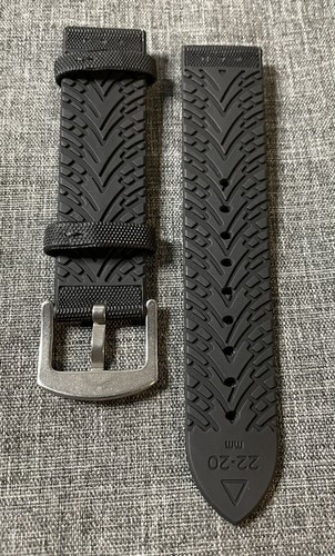 2nd Gen / Sailcloth Rubber Sports Watch Strap / All Black / 316 Steel 20/22/24mm - Picture 6 of 7
