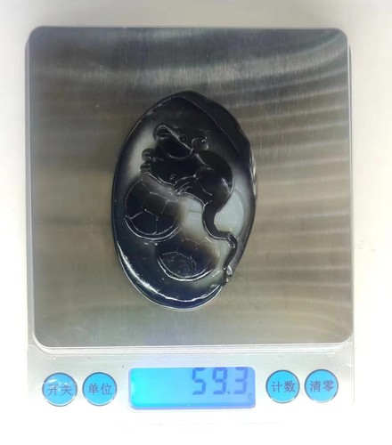 Unique Chinese Hotan Jade original stone hand carved rat statue pendant 鼠来财 - Picture 11 of 12