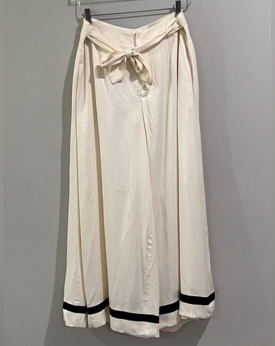 Polo Ralph Lauren Satin Wide Leg Pants In Cream Size 8 - Picture 1 of 9