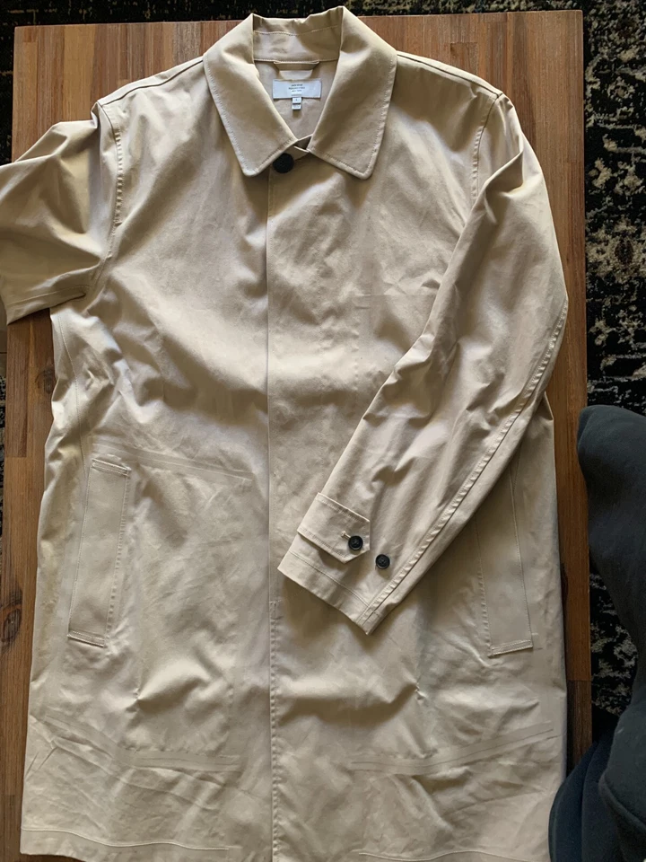 JACK SPADE Mac Rain Coat Masculino GRANDE BEGE SEM FORRO ALGODÃO LIGADO NOVO (SEM ETIQUETAS) - Imagem 3 de 4